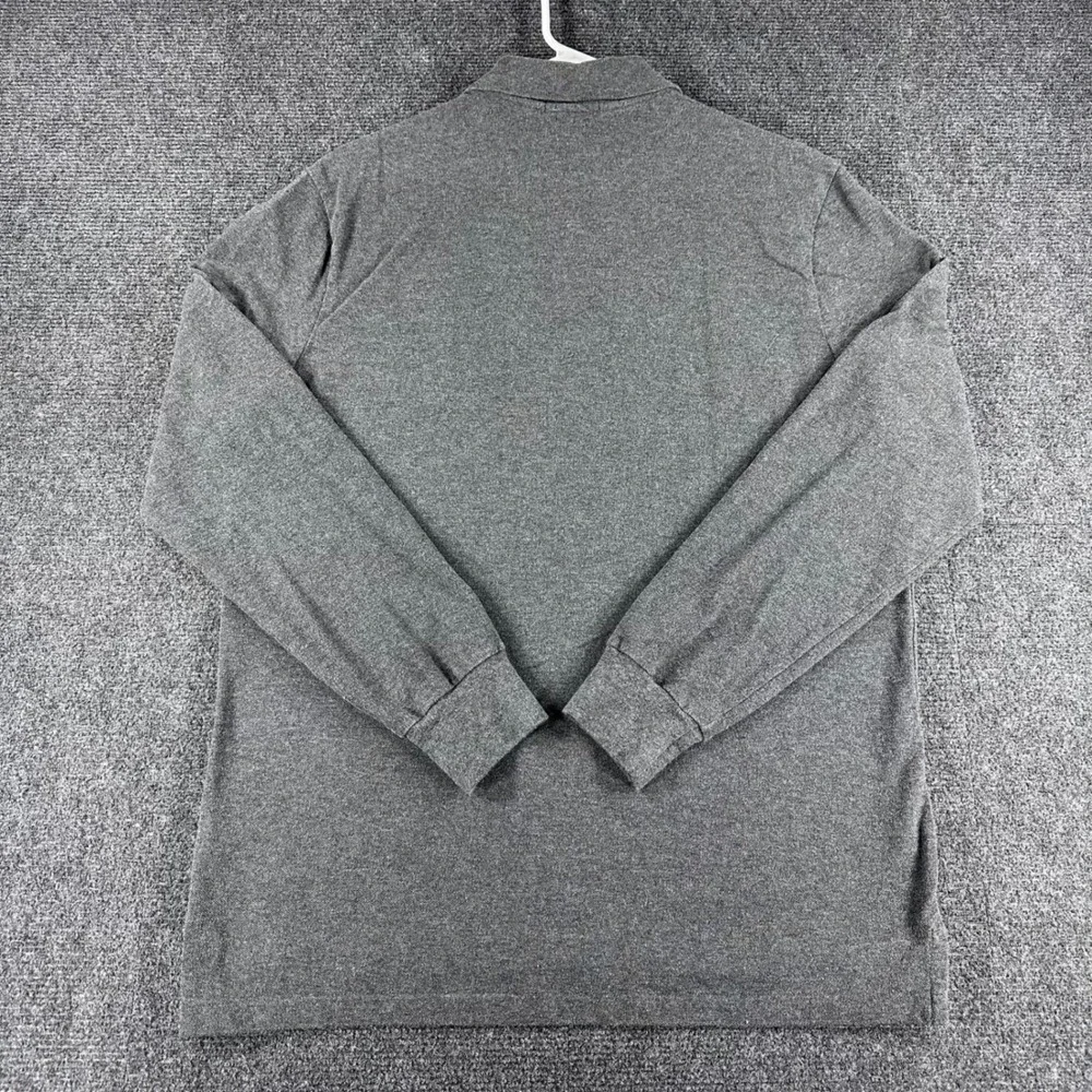 Polo Ralph Lauren Polo Shirt Mens M Medium Grey Long Sleeve Classic Fit Pony